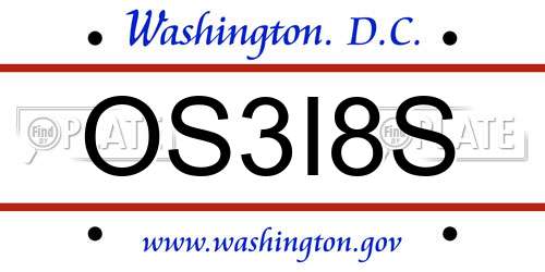 OS3I8S District Of Columbia License Plate