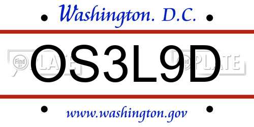 OS3L9D District Of Columbia License Plate