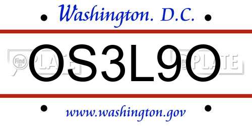 OS3L9O District Of Columbia License Plate
