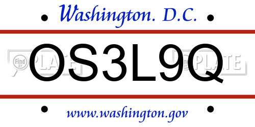 OS3L9Q District Of Columbia License Plate
