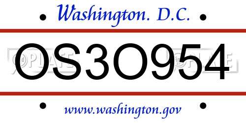 OS3O954 District Of Columbia License Plate