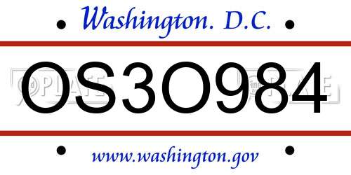 OS3O984 District Of Columbia License Plate