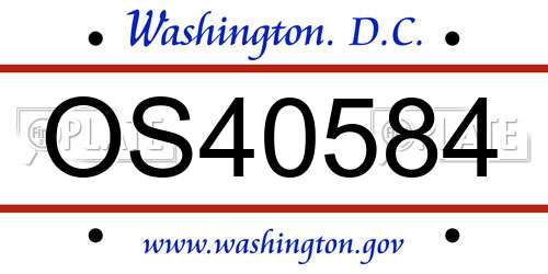 OS40584 District Of Columbia License Plate