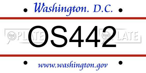 OS442 District Of Columbia License Plate