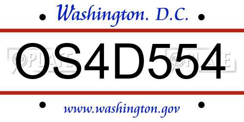 OS4D554 District Of Columbia License Plate