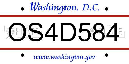 OS4D584 District Of Columbia License Plate