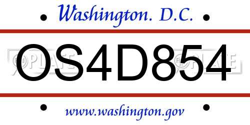 OS4D854 District Of Columbia License Plate