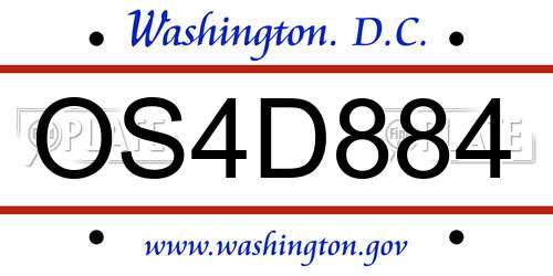 OS4D884 District Of Columbia License Plate