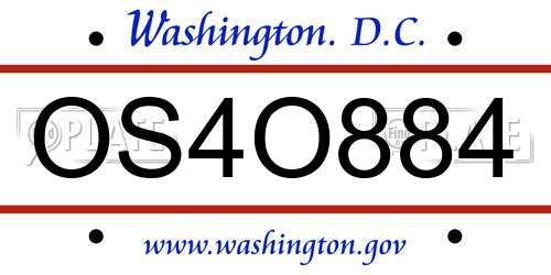 OS4O884 District Of Columbia License Plate