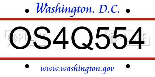 OS4Q554 District Of Columbia License Plate