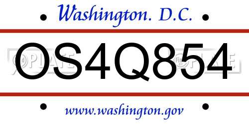 OS4Q854 District Of Columbia License Plate