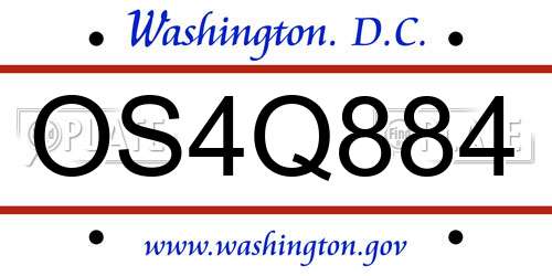 OS4Q884 District Of Columbia License Plate