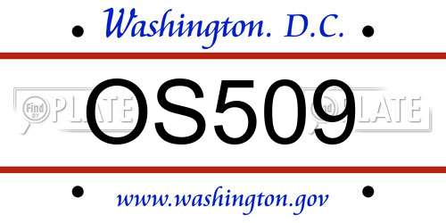OS509 District Of Columbia License Plate