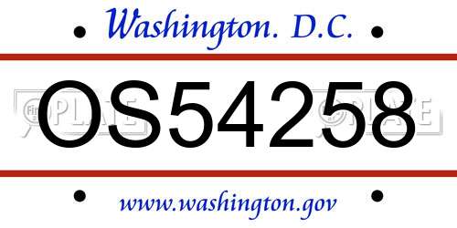 OS54258 District Of Columbia License Plate
