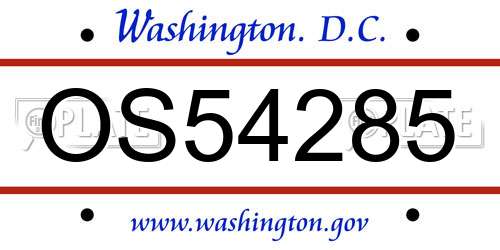 OS54285 District Of Columbia License Plate