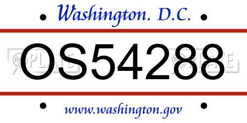 OS54288 District Of Columbia License Plate