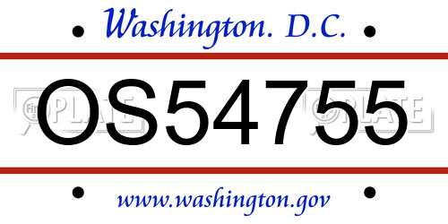 OS54755 District Of Columbia License Plate