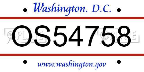 OS54758 District Of Columbia License Plate