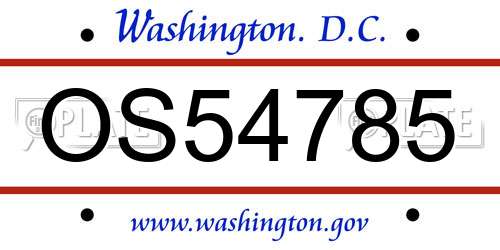 OS54785 District Of Columbia License Plate