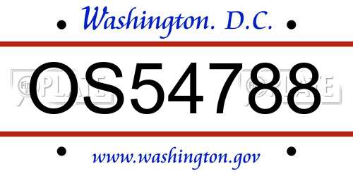 OS54788 District Of Columbia License Plate