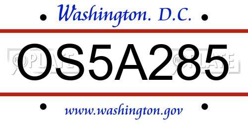OS5A285 District Of Columbia License Plate