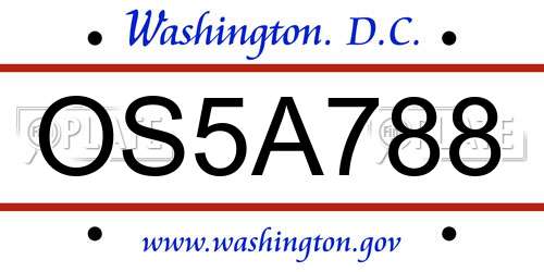 OS5A788 District Of Columbia License Plate