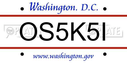 OS5K5I District Of Columbia License Plate