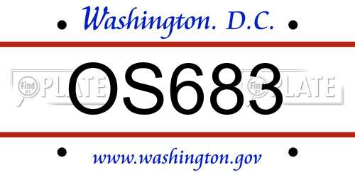 OS683 District Of Columbia License Plate