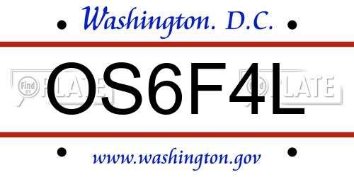 OS6F4L District Of Columbia License Plate
