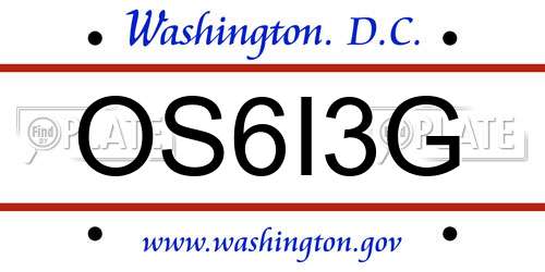 OS6I3G District Of Columbia License Plate