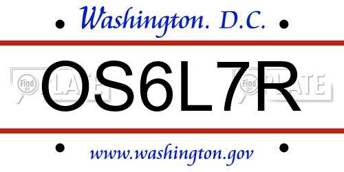 OS6L7R District Of Columbia License Plate