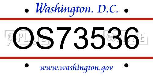 OS73536 District Of Columbia License Plate
