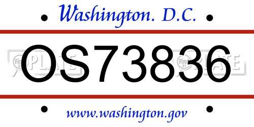 OS73836 District Of Columbia License Plate