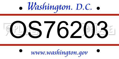 OS76203 District Of Columbia License Plate