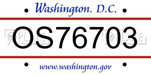 OS76703 District Of Columbia License Plate