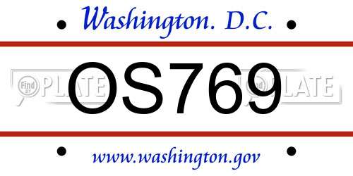 OS769 District Of Columbia License Plate