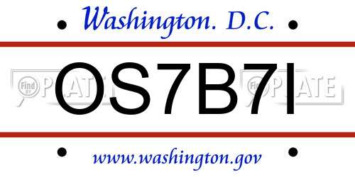 OS7B7I District Of Columbia License Plate