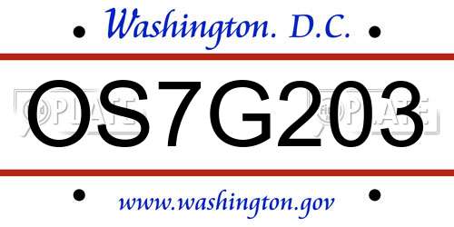 OS7G203 District Of Columbia License Plate