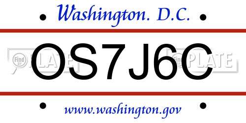 OS7J6C District Of Columbia License Plate
