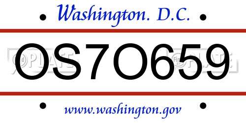 OS7O659 District Of Columbia License Plate