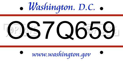 OS7Q659 District Of Columbia License Plate