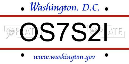 OS7S2I District Of Columbia License Plate