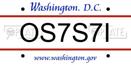 OS7S7I District Of Columbia License Plate