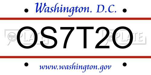 OS7T2O District Of Columbia License Plate
