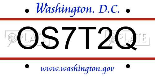 OS7T2Q District Of Columbia License Plate