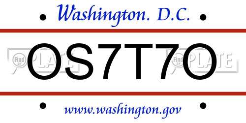 OS7T7O District Of Columbia License Plate