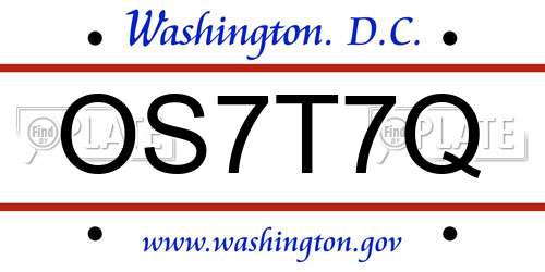 OS7T7Q District Of Columbia License Plate