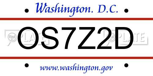 OS7Z2D District Of Columbia License Plate