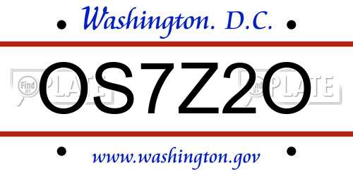 OS7Z2O District Of Columbia License Plate