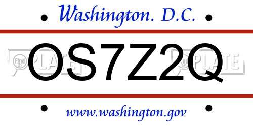 OS7Z2Q District Of Columbia License Plate